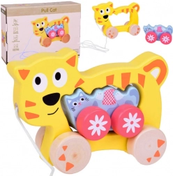 Pisoi de lemn de tras 2‑în‑1 – familia pe roți