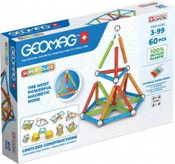 set de construcție magnetic supercolor re 60 piese geomag
