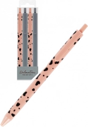 Set de 4 pixuri cu bilă, gri și roz, 0,7 mm, cerneală neagră