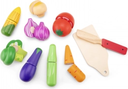 Set din lemn pentru felierea legumelor cu coș