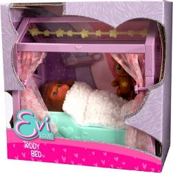 păpușă Evi Love cu pătuț și steluțe luminoase