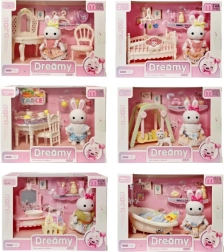 Iepurași cu accesorii – set de joacă cu figurine