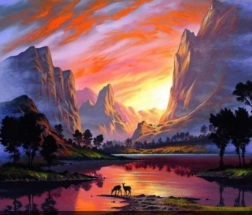 Pictură cu diamante Munți 30 × 40 cm