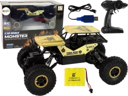 Mașină RC off-road 1:18 negru-auriu cu roți înalte
