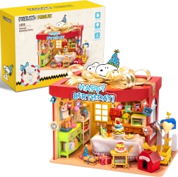 Puremind puzzle 3D din lemn model Peanuts Birthday Party SNOOPY cu LED