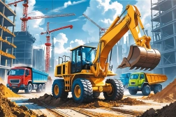 Puzzle Tractor cu încărcător excavator 60 piese
