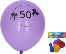 Baloane de 30 cm cu numărul 50, mix de culori – set de 5 bucăți