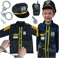 Costum de carnaval pentru copii - polițist cu set de accesorii, cătușe și pălărie, pentru vârsta 3-8 ani