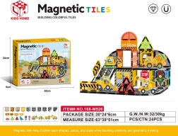 Set de construcție magnetic cu tematică de șantier, 41 de piese