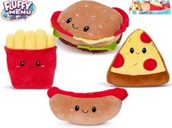 Jucării de pluș Fluffy Menu – hamburger, pizza, cartofi prăjiți și hot dog