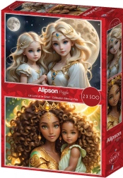 Puzzle Mamă și fiică: luna și soarele 2×500 piese