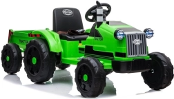 Tractor electric pentru copii cu remorcă, verde