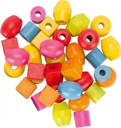 Mărgele din lemn și sfori în doză - 45 bucăți