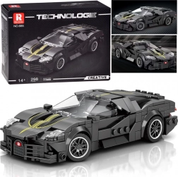 Set de construcție tehnică – hypercar de lux negru, mașină sport cu 298 piese