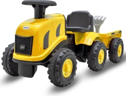 Trotinetă fără pedale pentru copii – tractor cu remorcă și unelte Baby Mix Benny galben