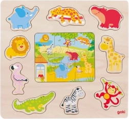 Puzzle 19i Inel metalic din lemn animale din Zoo