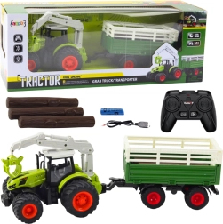 Tractor RC amuzant cu remorcă și gheară pentru copii