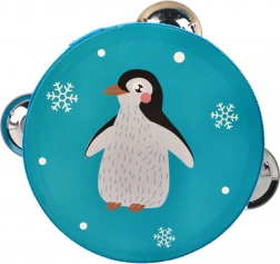 Tamburină cu pinguin pentru copii 13 cm