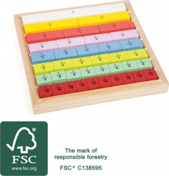 Small Foot tablă educativă cu fracții din lemn colorat