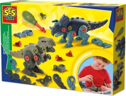 Set de construit dinozauri – asamblează T‑rexul și Triceratopsul
