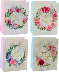 Pungă Cadou Modele Florale Best Wishes 23 x 18 x 10,5 cm