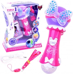 Microfon karaoke pentru copii cu înregistrare și MP3 – Roz