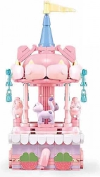 Sluban carusel pastel cu pisicuță – set de construcție