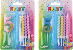 Lumânare pentru petrecere numărul 5 cu lumânări suplimentare