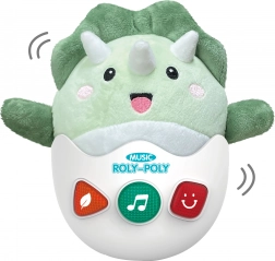 Dinozaur de pluș cu rostogolire, cu efecte luminoase și sonore, 20 cm