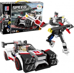Set de construcție 2în1 mașină sport și robot, 341 piese, alb