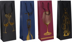 Punguță cadou pentru sticlă M, 36 × 12,8 × 8,4 cm, motiv pentru tot anul