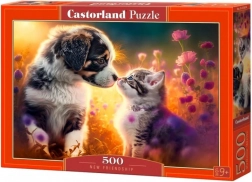 Puzzle 500 de piese CASTORLAND – prietenie nouă (câine și pisică)