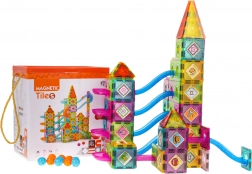 set de construcție magnetică castel cu pistă de bile 226 piese