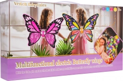 costum de zână-fluture pentru fete cu rochie în culorile curcubeului și coroniță