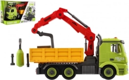 mașină de construcții de asamblat, cu macara, 31 cm, mecanism cu inerție, lumini și sunete