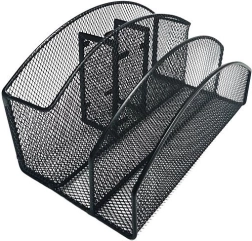 Organizator de birou din metal, 5 compartimente, negru