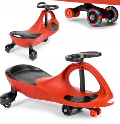 Mașinuță fără pedale tip wiggle car cu roți LED – ECOTOYS, roșie