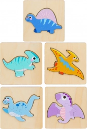 Puzzle din lemn Dinosauri 11 x 11 cm