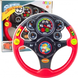 Volan interactiv pentru copii cu efecte sonore, lumini și vibrații - roșu