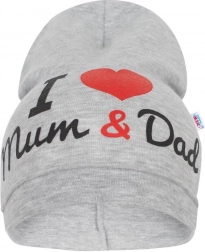 căciuliță pentru copii New Baby I Love Mum and Dad gri 3–9 luni
