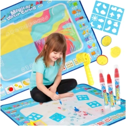 Covoraș de desenat cu apă 100 × 80 cm cu alfabet și set de accesorii