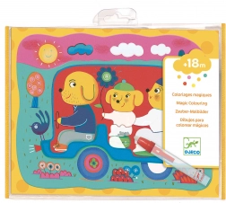 DJECO Carte de colorat cu apă Familia pe drum