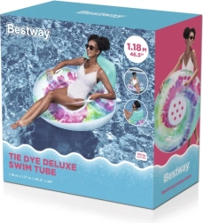 Colac gonflabil cu spătar Bestway Tie Dye 118 × 117 cm