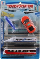 Set de mijloace de transport din plastic pentru copii
