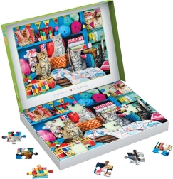 Puzzle EUROGRAPHICS Connecting Pieces Tricotat pentru pisici 48 piese