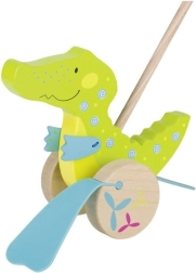 Crocodil din lemn pe băț GOKI