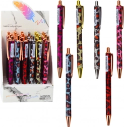 Pix metalic automat cu model leopard, cerneală albastră 1,0 mm