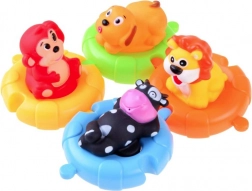Animale din cauciuc pe puzzle-uri plutitoare