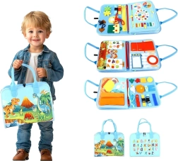 Carte senzorială busy cu dinozauri pentru copii