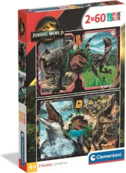 Puzzle Lumea Jurasică 2×60 piese CLEMENTONI